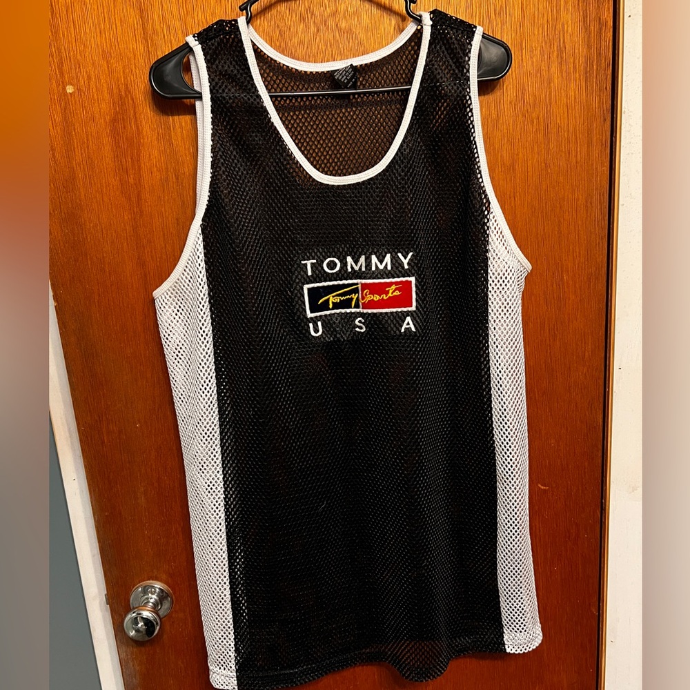 Tommy Hilfiger Black and White Mesh Top